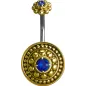 Piercing nombril bouclier tribal Crystal Swarovski bleu