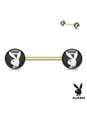 Piercing téton Playboy en acier doré