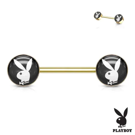 Piercing téton Playboy en acier doré