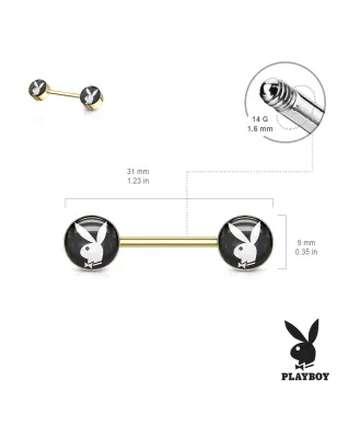Piercing téton Playboy en acier doré