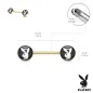 Piercing téton Playboy en acier doré lapin sur fond noir