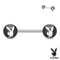 Piercing téton Playboy en acier lapin sur fond noir