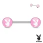 Piercing téton Playboy en acier lapin sur fond rose
