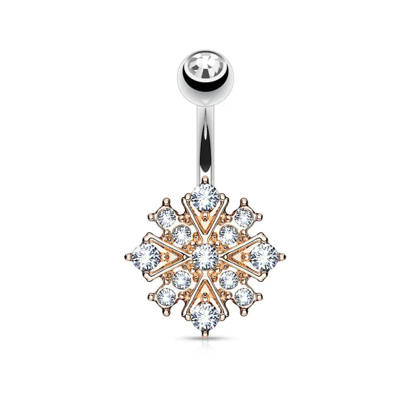 Piercing nombril étoile éclatante rosée cristaux Piercing nombril étoile éclatante rosée cristaux