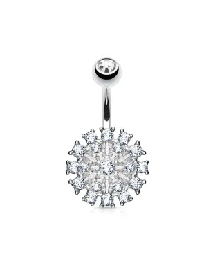 Piercing nombril bouclier pavé de cristaux