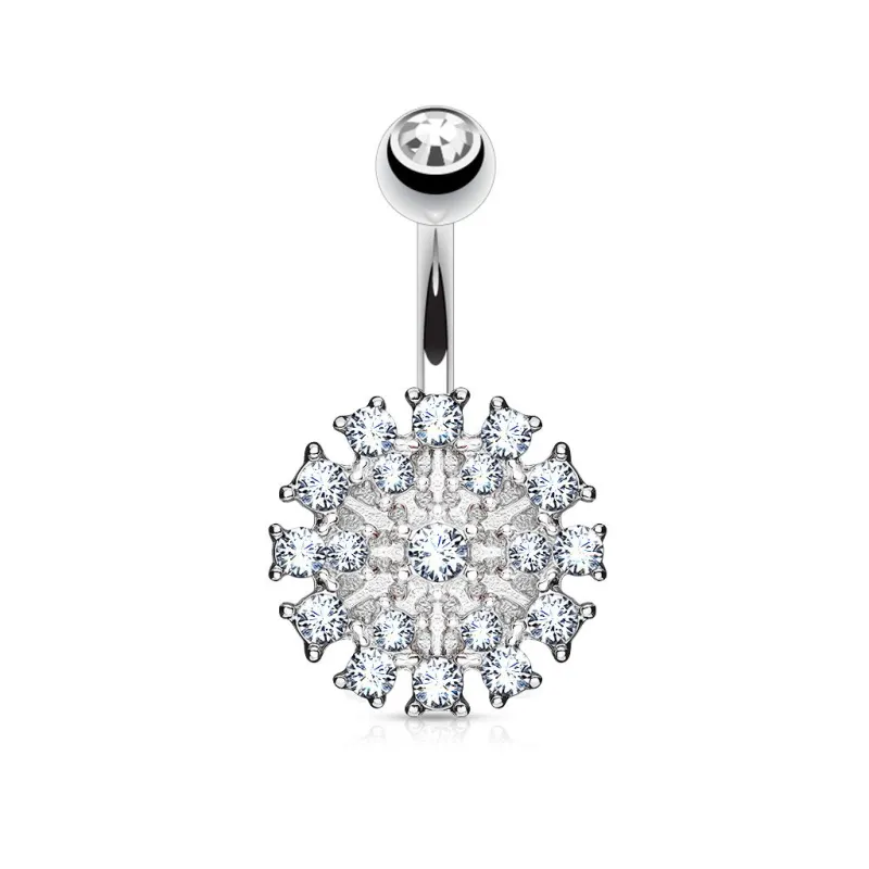Piercing nombril bouclier pavé de cristaux