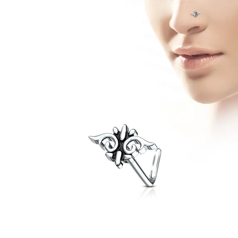 Piercing nez tige en L motif tribal