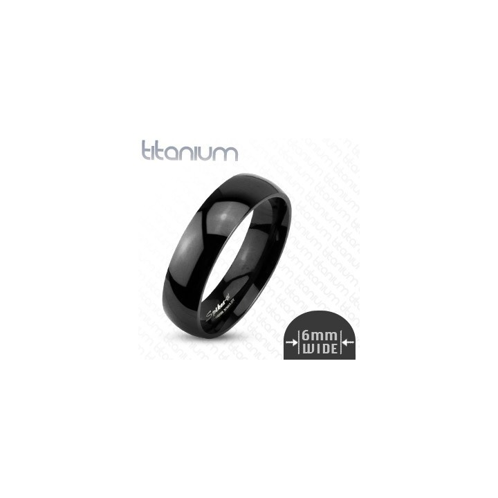 Bague Titane Solide Noire Finition Brillante - Bague homme et femme en titane