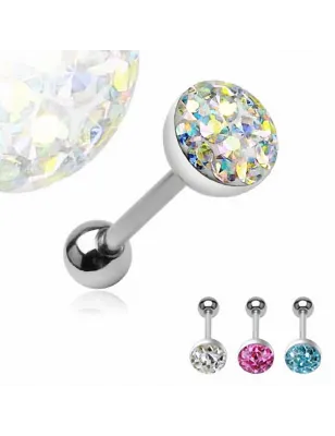 Piercing langue acier chirurgical Cristal Autrichien