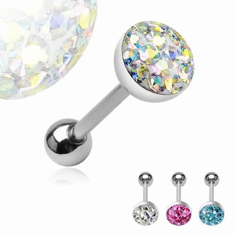 Piercing langue acier chirurgical Cristal Autrichien