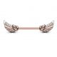 Piercing téton avec ailes d'ange plaqué or rose gemmes