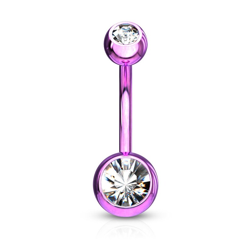 Piercing Nombril Titane AceFun - Barbell Courbé, 14G, Longueur 6mm, Avec Strass CZ