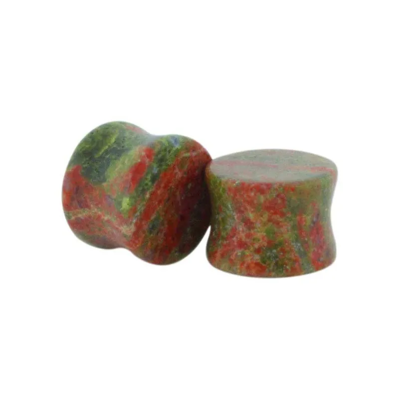 Piercing Plug Oreille Pierre Naturelle Unakite Epidote