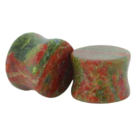 Piercing Plug Oreille Pierre Naturelle Unakite Epidote - Bijou Piercing Plug, Tunnel, Ecarteur