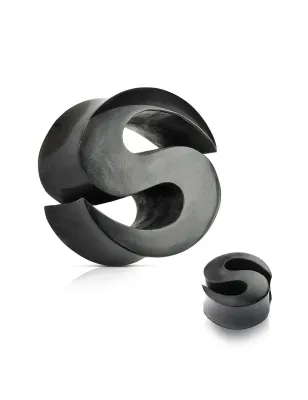 Piercing Plug Organique en Bois de Areng Noir Lettre S