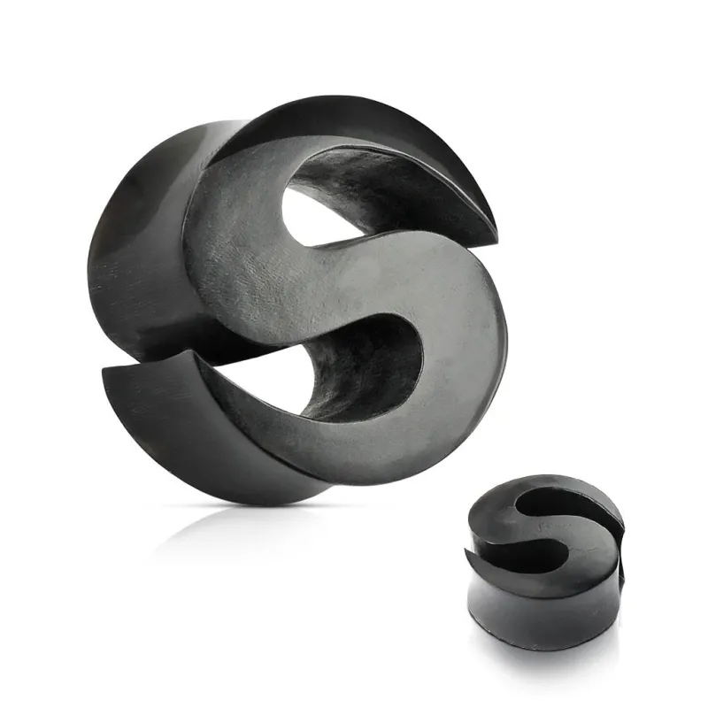 Piercing Plug Organique en Bois de Areng Noir Lettre S