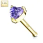 Piercing nez tige droite Or 14K Gemme Coeur