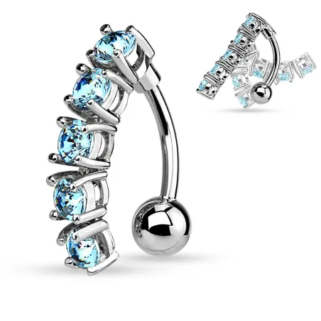 Piercing nombril inversé cinq gemmes turquoises