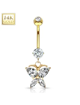 Piercing nombril Or 14 carats papillon