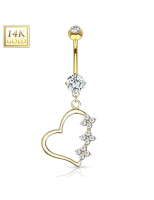 Piercing nombril Or 14 carats Pendentif Coeur