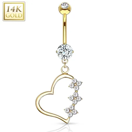 Piercing nombril Or 14 carats Pendentif Coeur