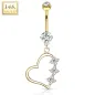Piercing nombril Or jaune 14 carats Pendentif Coeur