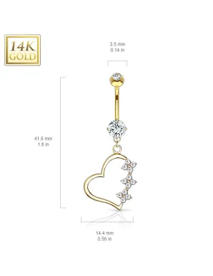 Piercing nombril Or 14 carats Pendentif Coeur