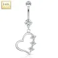 Piercing nombril Or blanc 14 carats Pendentif Coeur