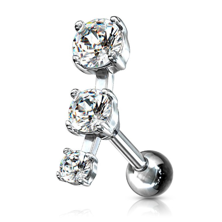 Piercing Tragus Cartilage Triple Gemmes