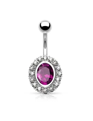 Piercing nombril gemme ovale violet