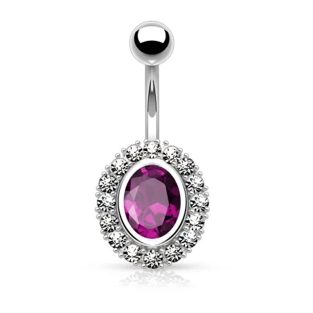 Piercing nombril gemme ovale violet