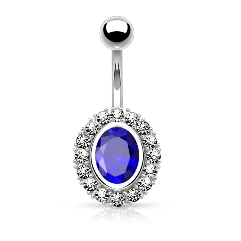 Piercing nombril gemme ovale bleu Piercing nombril gemme ovale bleu