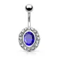 Piercing nombril gemme ovale bleu Piercing nombril gemme ovale bleu
