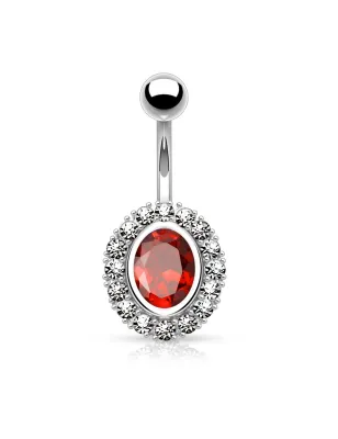 Piercing nombril gemme ovale rouge