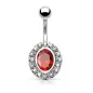 Piercing nombril gemme ovale rouge