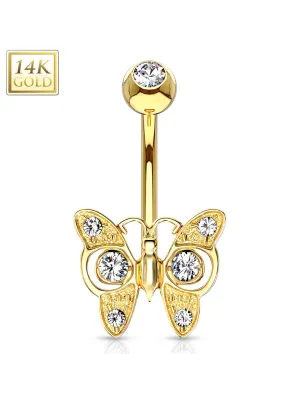 Piercing nombril Or 14 carats papillon