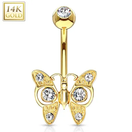 Piercing nombril Or 14 carats papillon