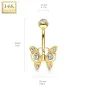 Piercing nombril Or jaune 14 carats papillon