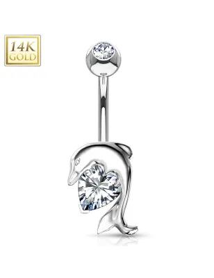 Piercing nombril Or blanc 14 carats Dauphin