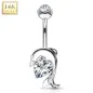 Piercing nombril Or blanc 14 carats Dauphin