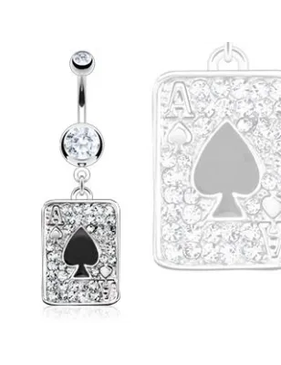 Piercing nombril Acier Chirurgical Carte As de Pique