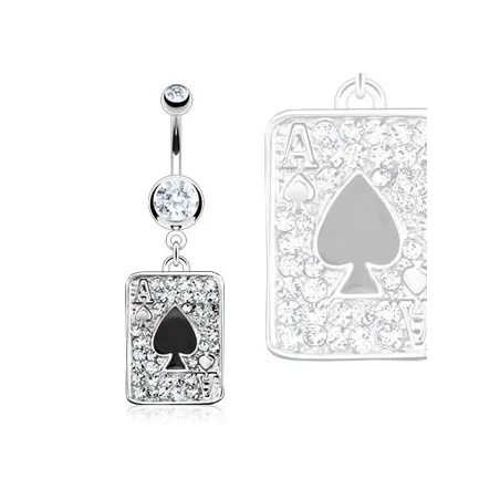 Piercing nombril Acier Chirurgical Carte As de Pique