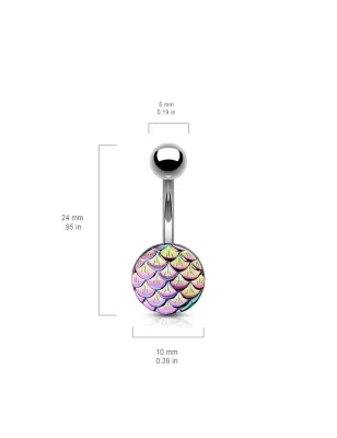 Piercing nombril acier écaille de poisson rainbow