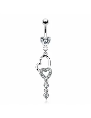 Piercing nombril pendentif triple coeur