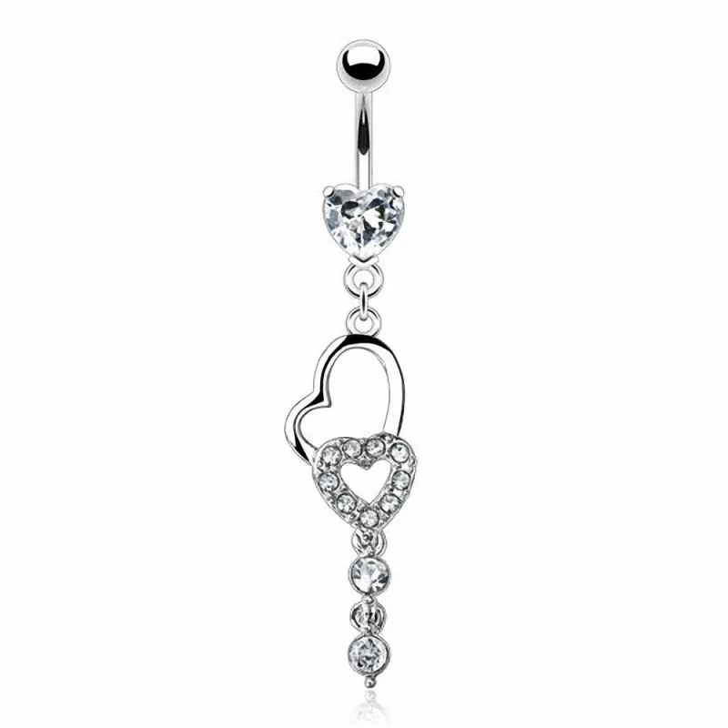 Piercing nombril pendentif triple coeur