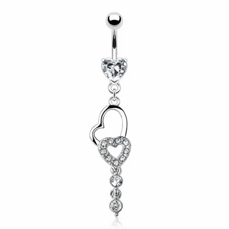 Piercing nombril pendentif triple coeur