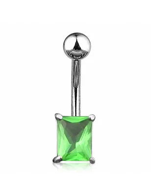 Piercing nombril acier chirurgical Gemme carré vert
