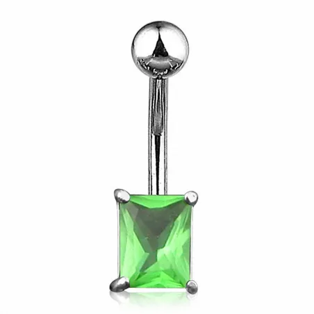 Piercing nombril acier chirurgical Gemme carré vert