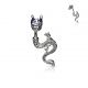 Piercing nombril Plaqué Rhodium Dragon avec Gemmes