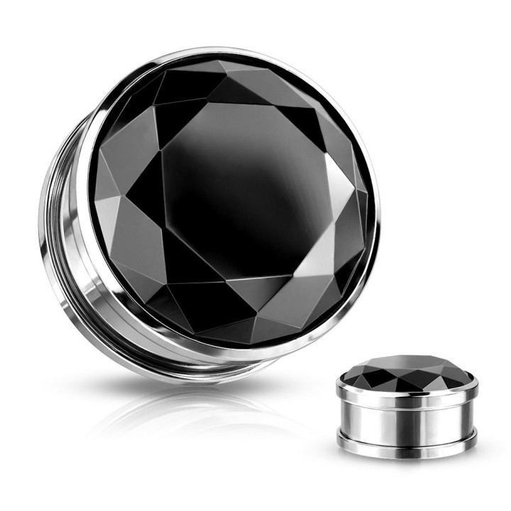 Piercing Tunnel Oreille Acier chirurgical Gemme 